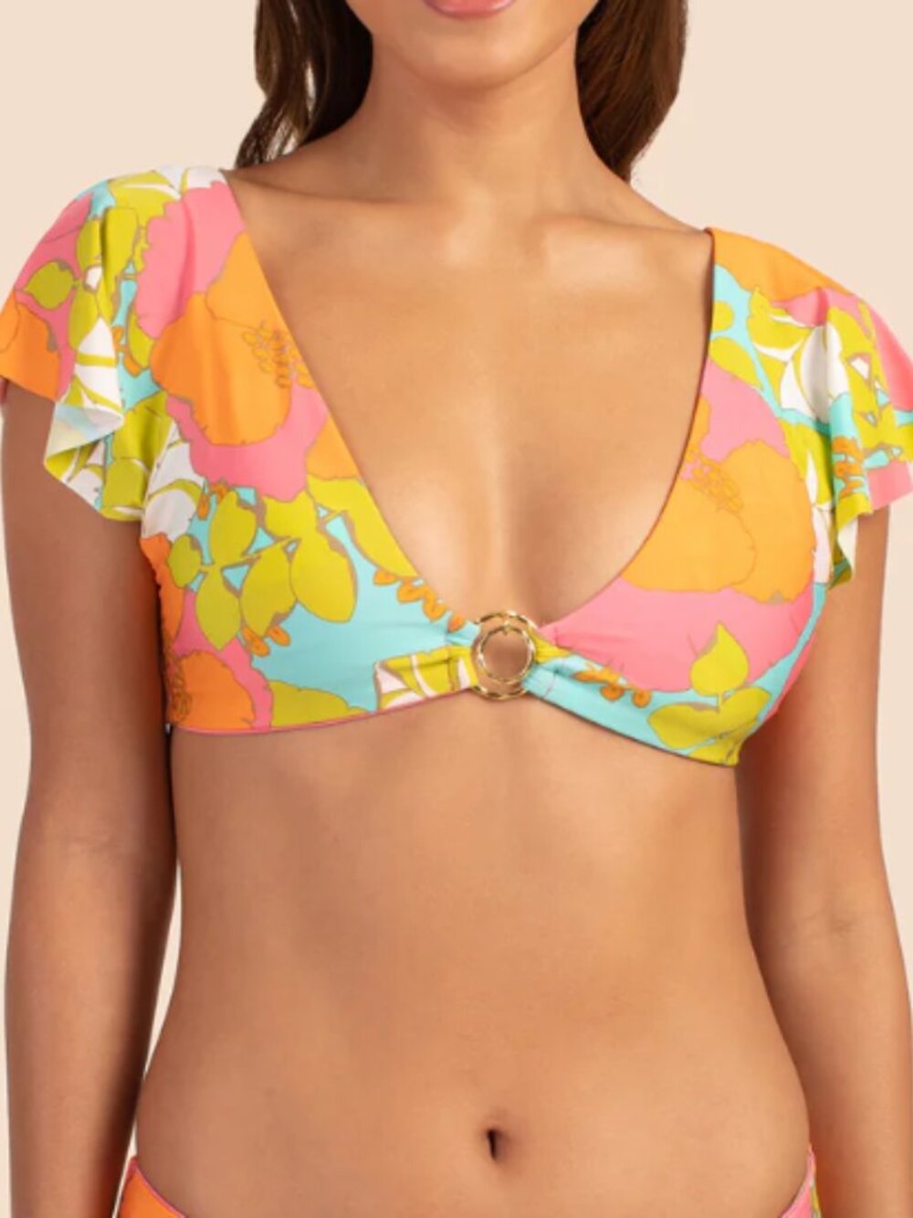 Trina Turk - Swim Playa De Flor Flutter Sleeve Halter Top - MULTI